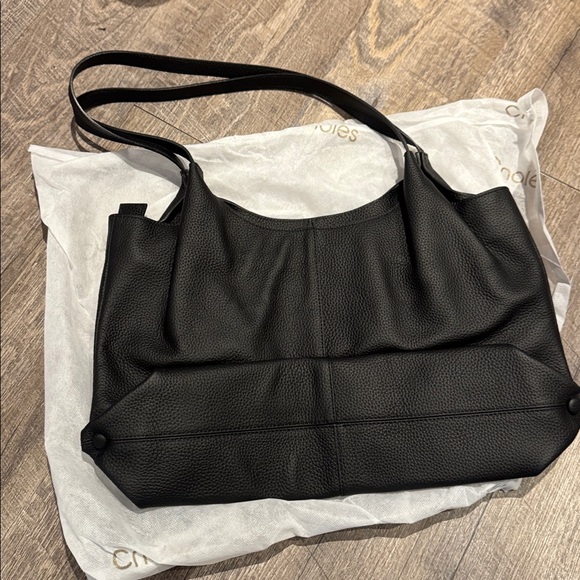 Black Cnoles HoboTote BagTop Handle Handbag Soft Genuine Leather Top-handle - Picture 9 of 9